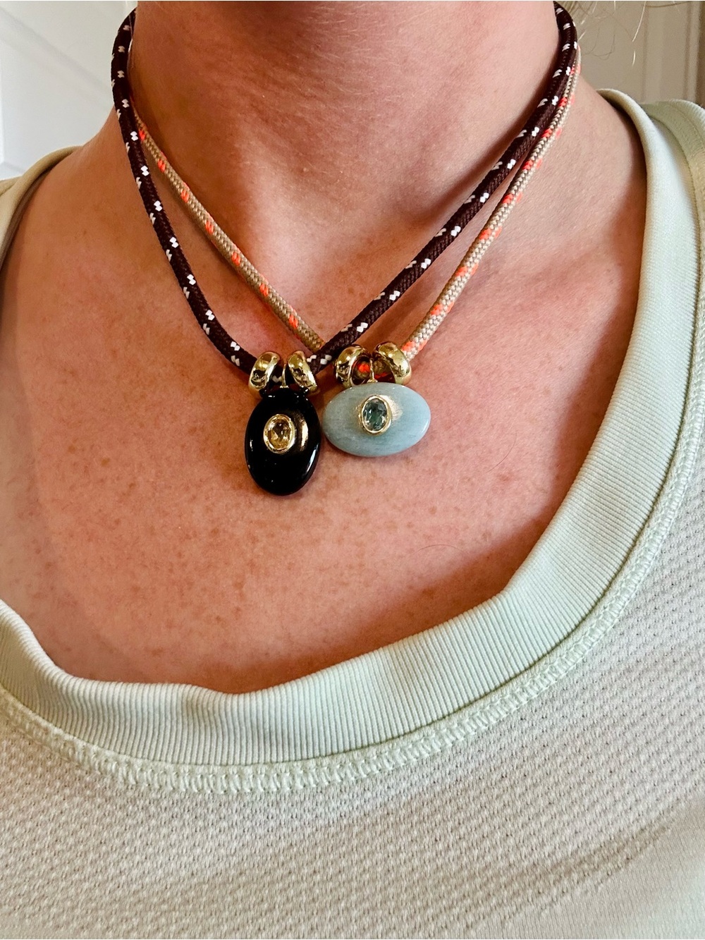 Paracord Necklace with Black Gemstone Pendant